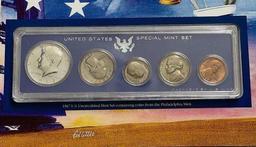 1967 U.S. Uncirculated Coin Mint Set Commemorative Collection Album Page (5-coins)