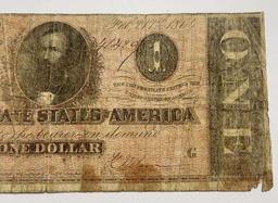 1864 U.S. Confederate States of America $1 Note