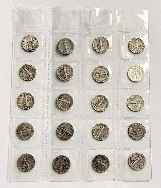 1928-1944 Mercury Silver Dimes (16) 1947-1980 Roosevelt Dimes (4) 20-coins