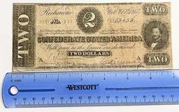 1864 U.S. Confederate States of America $2 Note