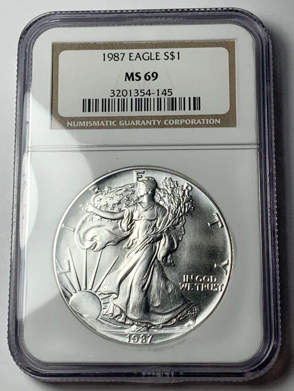 1987 American Silver Eagle NGC MS69