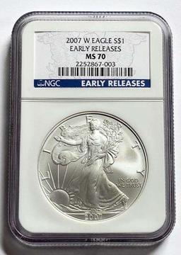 2007-W American Silver Eagle NGC MS70 Early Releases