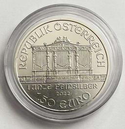 2022 Austria Republik Osterreich Wiener Philharmoniker 1,50 Euro 1 ozt Silver Coin