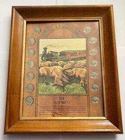 10.5"x12.5" Framed The Way West Commemorative Buffalo Nickel Collection (14-coins)