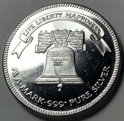 1985 A-Mark "Life Liberty Hapiness" 1 Ozt .999 Silver