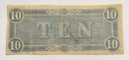 1864 U.S. Confederate States of America $10 Note
