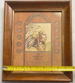 10.5"x12.5" Framed American Indian Commemorative Small Cent Coin Collection (10-coins)