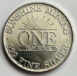 1984 Sunshine Mining American Eagle 1 ozt .999 Fine Silver Round