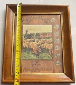 10.5"x12.5" Framed The Way West Commemorative Buffalo Nickel Collection (14-coins)