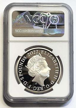 2022 G. Britain Common Wealth 1 ozt Silver PF70 Ultra Cameo 5 Pounds