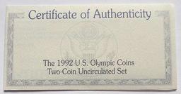 1991 U.S. Mint Mount Rushmore UNC Silver Dollar Commemorative Set (2-coins)