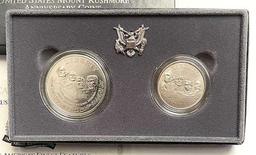 1991 U.S. Mint Mount Rushmore UNC Silver Dollar Commemorative Set (2-coins)