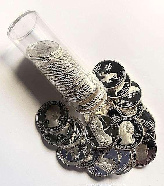 Roll (40-coins) Proof 90% Silver Cameo Stunning Mixed State Quarters