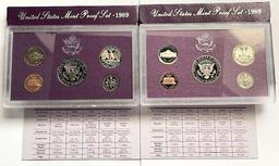 (2) 1989 U.S. Mint Proof Sets (1) 1987 U.S. Mint Proof Set (15-coins 3-sets)