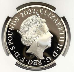 2022 G. Britain Common Wealth 1 ozt Silver PF70 Ultra Cameo 5 Pounds