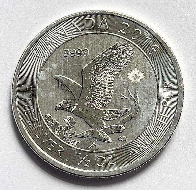 2016 Canada $2 Bald Eagle 1/2 ozt .9999 Silver
