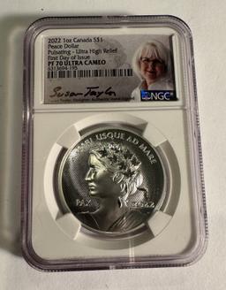 2022 1oz Canada S$1 Peace Dollar PF70 ULTRA CAMEO