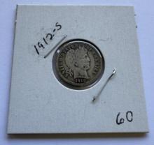 1912-S BARBER DIME COIN