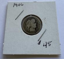 1906 BARBER DIME COIN