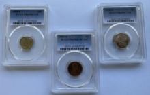 3 SET OF CERTIFIED CENT COINS PCGS PR69 DCAM