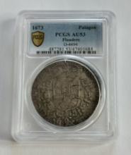 1673 Patagon Flanders, Belgian States Charles II Coin – PCGS AU53