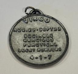 Virgo Astrology Collectible Keychain – Black & Silver Metal Zodiac Design