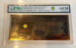 1934 $10,000 Gold Certificate – Smithsonian Edition with 100mg 24K Gold - PMG GEM Uncirculated