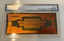 1934 $10,000 Gold Certificate – Smithsonian Edition with 100mg 24K Gold - PMG GEM Uncirculated