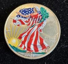 2004 $1 American Silver Eagle 1oz Colorized 1 Dollar Silver Coin