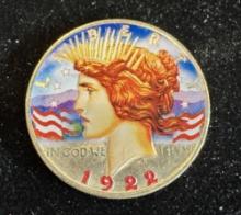 1922 Peace Dollar Colorized U.S. Silver Coin