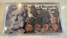 9 Decades of Lincoln Pennies Set