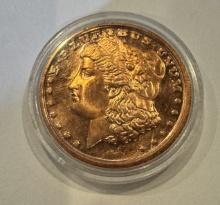 1 Ounce .999 Fine Copper Bullion Round - Morgan Dollar