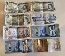 Canadian Collectible Banknote Set – 1, 5, 10, and 100 Dollars