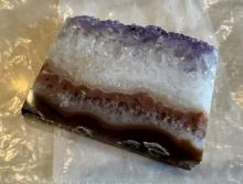 Zoned Quartz Stalactite with Amethyst and Smoky Quartz