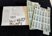 Vintage 1943 WWII U.S. Ration Book No. 3 with Spare Stamps and P-Series Stamps – Collectible