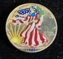 1989 $1 American Silver Eagle 1oz Colorized 1 Dollar Silver Coin