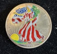2001 $1 American Silver Eagle 1oz Colorized 1 Dollar Silver Coin