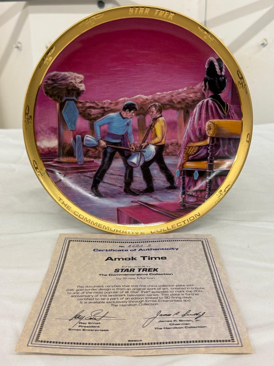 Star Trek 20th Anniversary Plate “Amok Time” – The Commemorative Collection – Authenticated