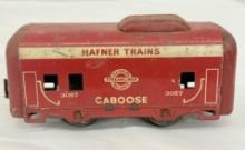 O Train Hafner Tin Litho Streamliner 3057 Red Caboose – Vintage Miniature Train Car Collectible