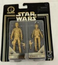 Star Wars Han Solo & Princess Leia Gold Commemorative Edition Figure – Collectible