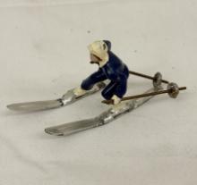 Barclay Downhill Skier Lead Figure – Vintage Miniature Toy Collectible