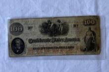 1862 Confederate States of America $100 Banknote – Civil War Era Collectible