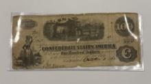 1862 Confederate States of America $100 Banknote – Civil War Era Collectible