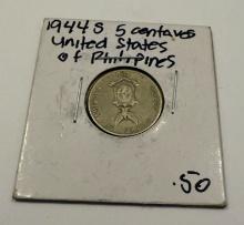 1944-S Philippines 5 Centavos Coin – World War II Era Collectible