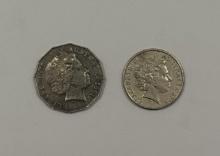 2001 Australia 50 Cents Elizabeth II Coin & 2006 Australia 20 Cents Commemorative Coin