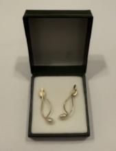 14k Yellow Gold Pearl Earrings