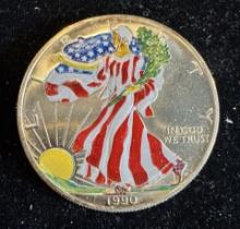 1990 $1 American Silver Eagle 1oz Colorized 1 Dollar Silver Coin