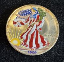 1986 $1 American Silver Eagle 1oz Colorized 1 Dollar Silver Coin