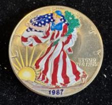 1987 $1 American Silver Eagle 1oz Colorized 1 Dollar Silver Coin