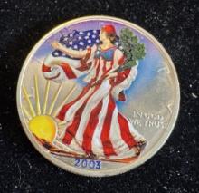 2003 $1 American Silver Eagle 1oz Colorized 1 Dollar Silver Coin